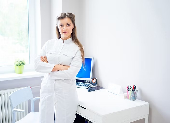 Femme médecin dans son cabinet